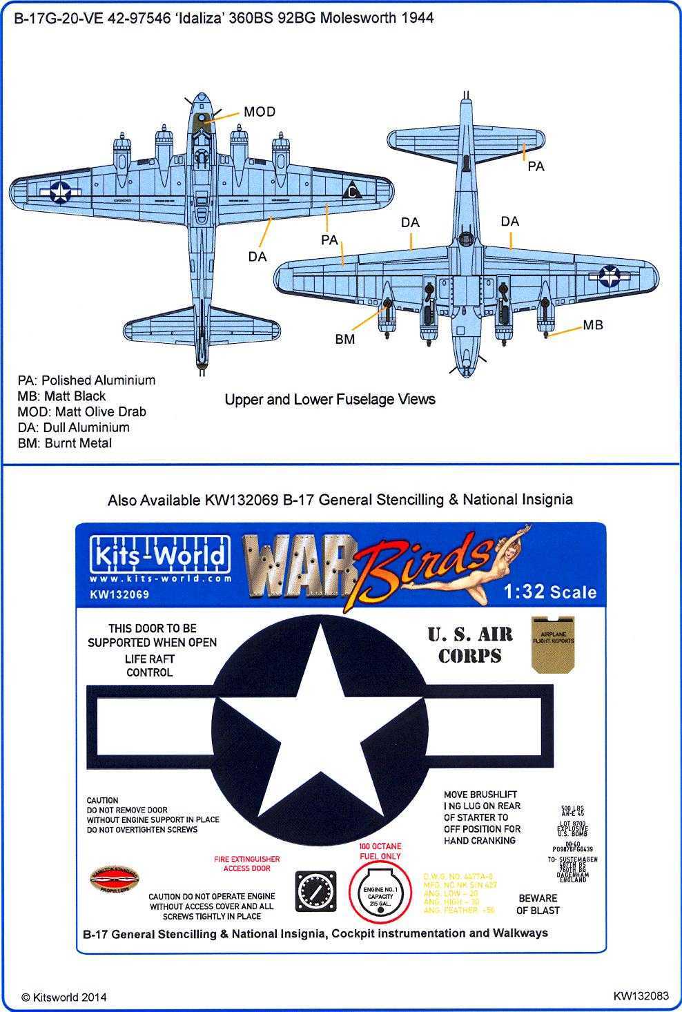 Kits World Decals 1/32 BOEING B-17G FLYING FORTRESS Idaliza | EBay